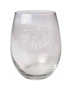 Monstera Leaf Stemless Wine Glass