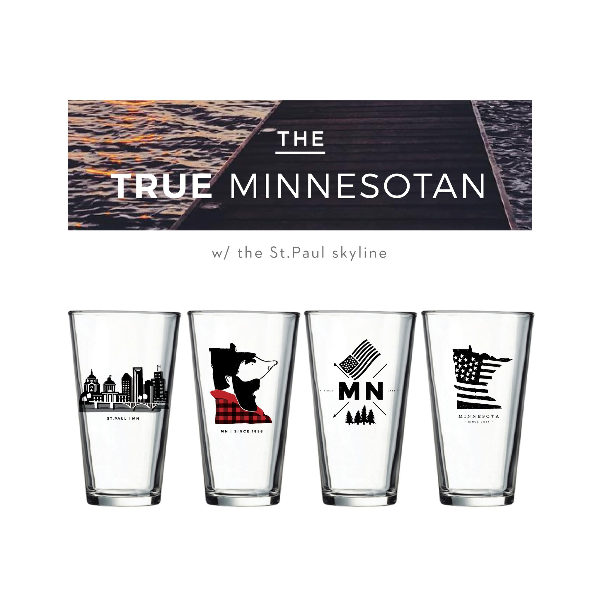 True Minnesotan Pint Glass Set, Minnesota Made Gifts