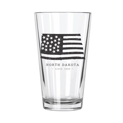 American Road Trip: North Dakota Pint Glass - Northern Glasses Pint Glass