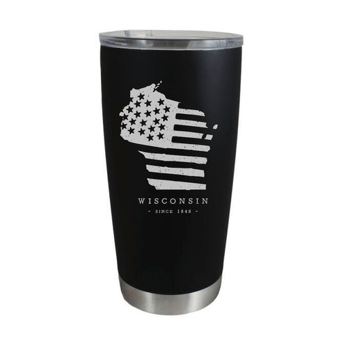 American Road Trip: Wisconsin Stainless Travel Mug - Northern Glasses Pint Glass