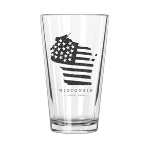 American Road Trip: Wisconsin Pint Glass - Northern Glasses Pint Glass